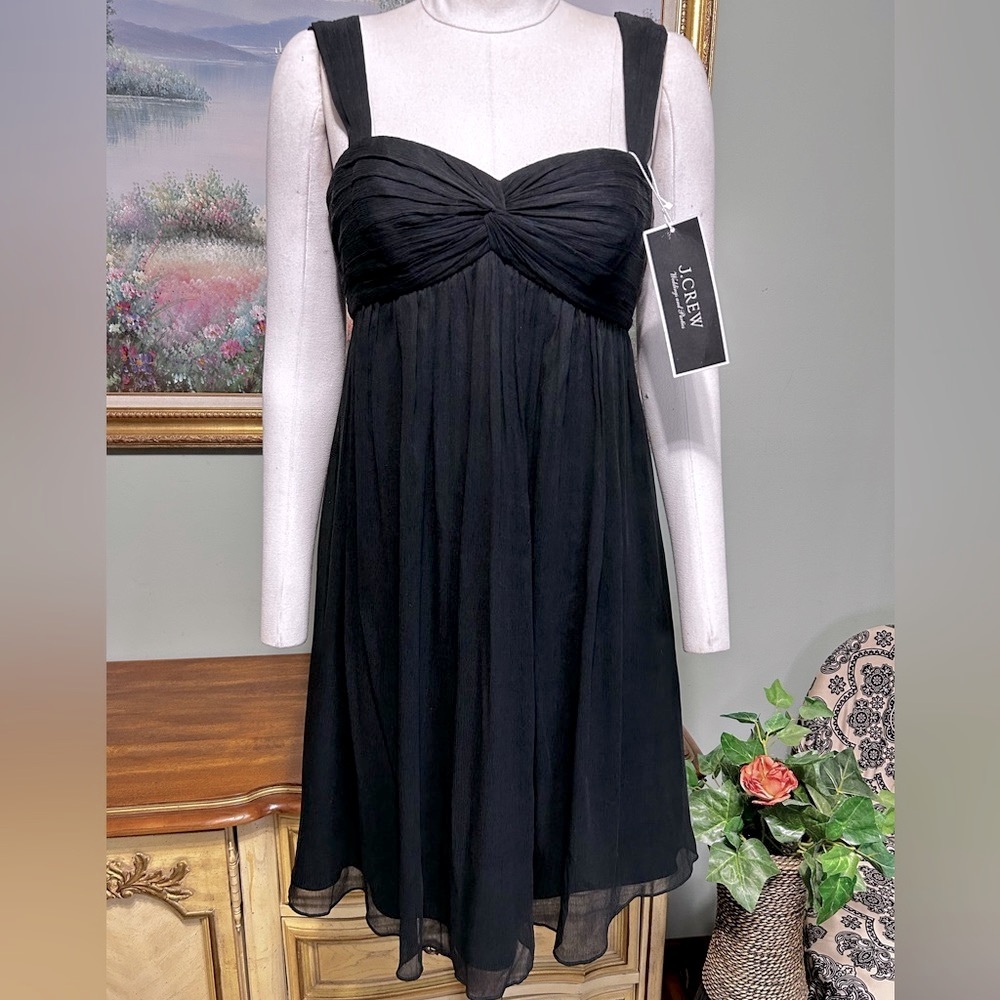 J Crew Black 100% Silk Sleeveless Formal Evening Cocktail Party Dress NEW NWT